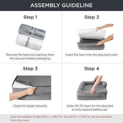 Bedsure XL Orthopedic Dog Bed for Extra Large Dogs - Washable XLarge Dog Cat Bed Waterproof, Comfort Dogs Couch Sofa with Washable Removable Cover, Pet Bed with Nonskid Bottom, Dune Haze Blue, 42"