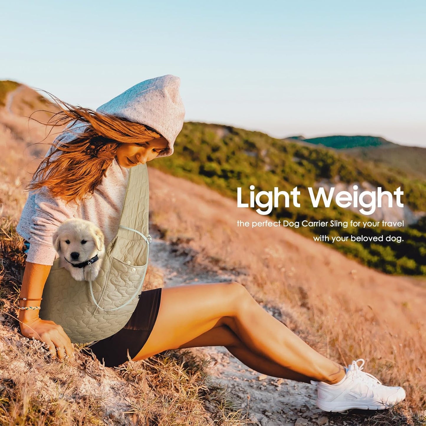 Dog Sling for Small Dogs, Front Dog Sling Carrier, Padded Adjustable Pet Soft Carrier with Adjustable Shoulder Strap, Travel Safety Harness Machine Washable for Small Cats Puppy Outdoor