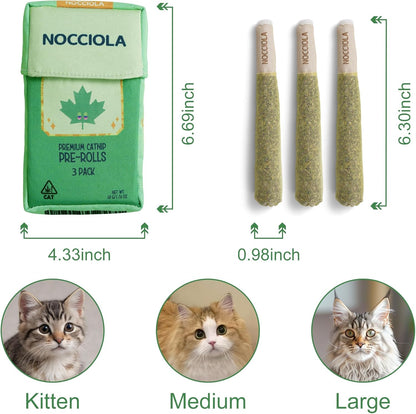Nocciola 3 Pack Catnip Toys for Cats, Funny Cat Toys Filled with 100% Pure Organic Catnip, Safe Kitten Teething Chew and Kicker Toys, Stress Relieving Fun for Indoor Cats