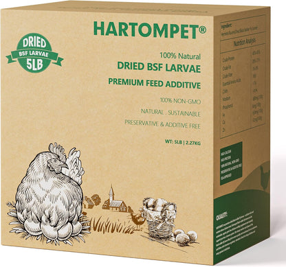 Premium Dried Black Soldier Fly Larvae for Chickens - 5LB High Calcium Supplement, Molting and Laying Support, Non-GMO & High-Protein Treats, Food for Wild Birds, Ducks, Reptile | Top Grade