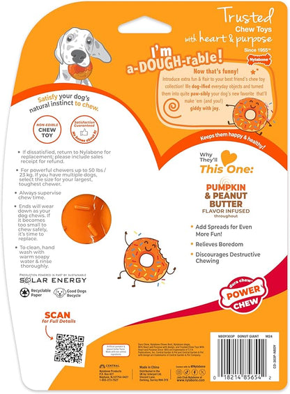 Nylabone Limited Edition 70th Birthday Donut Power Chew Toy for Dogs, Durable & Tough Dog Toys for Aggressive Chewers, Pumpkin & Peanut Butter Flavor, Large - Up to 50 lbs (1 Count)
