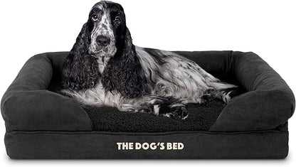 The Dog’s Bed, Medium Black Faux PL, Memory Foam, Pain Relief: Arthritis, Hip & Elbow Dysplasia, Post Surgery, Lameness, Supportive, Calming, Washable Cover