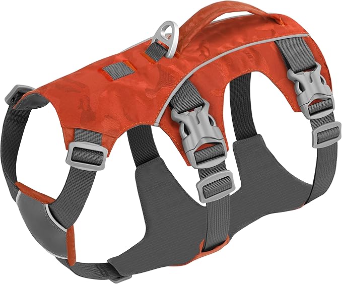 Escape Proof Dog Harness Medium Sized Dog, Lightweight Full Body Pet Vest with Lift Handle and Leash Clip, Reflective Adjustable No Slip Dog Harness for Daily Walking(Red,Chest:17-32")