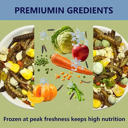 Hermit Crab Food, 4 oz Buffet Blend Mix with Mealworms, Black Soldier Fly Larvae and vegetables, Buffet Blend for Hermit Crab