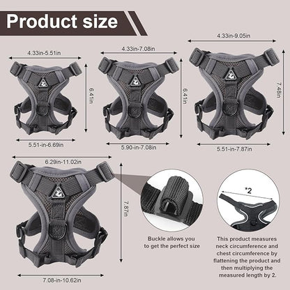 Wanheart Summer cat Chest Harness and Leash, Anti-Escape Adjustable Soft mesh cat Leash and Chest Harness Set for All Types of Cats cat Vests (Grey, XL:16.5-22.04lb)