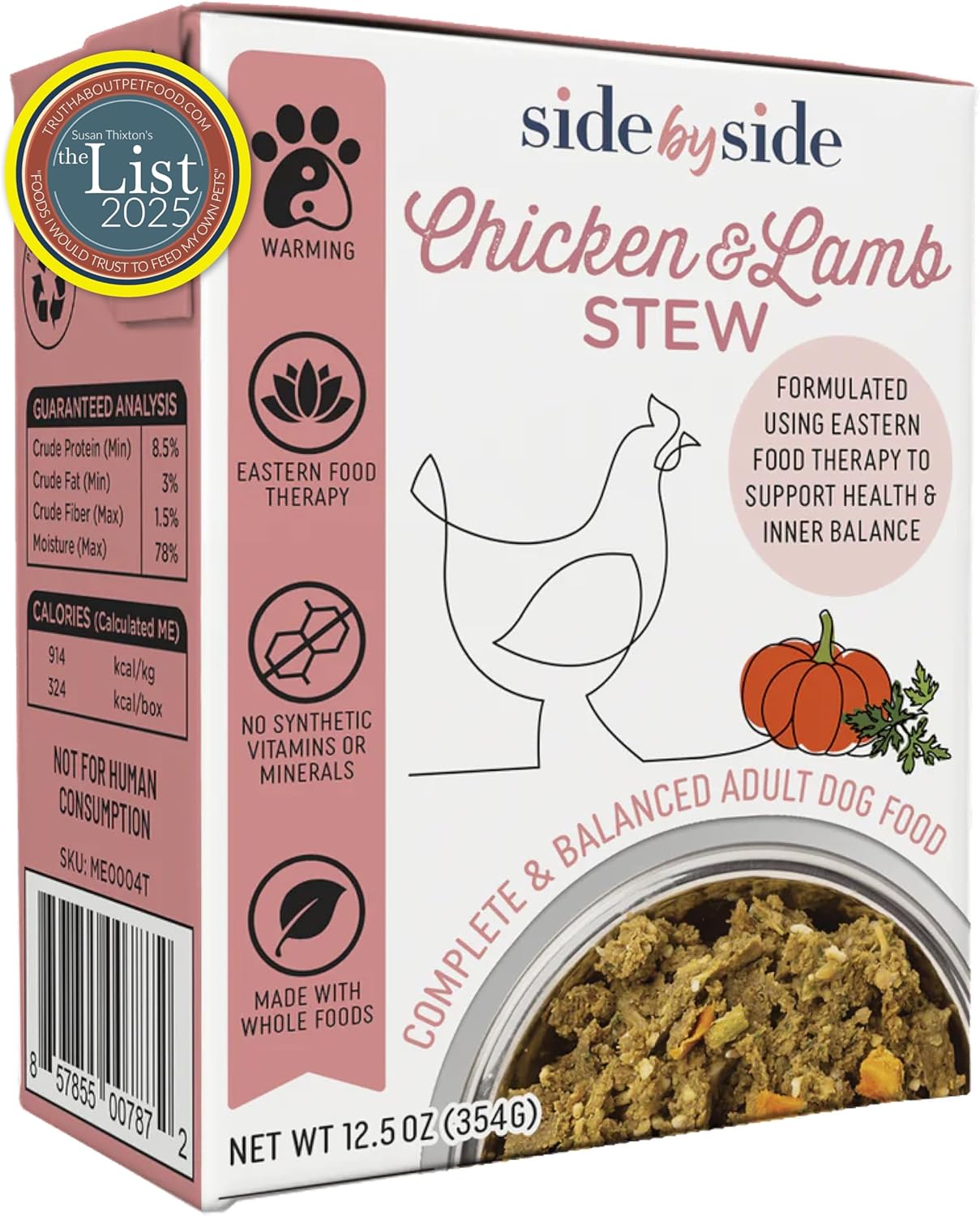 Side by Side Chicken & Lamb Stew - Warming Wet Dog Food & Dog Food Topper for All Breeds - Made with Nutrients & Whole Raw Ingredients - No Artificial Additives or Fillers - (12.5 oz, 12-Pack)