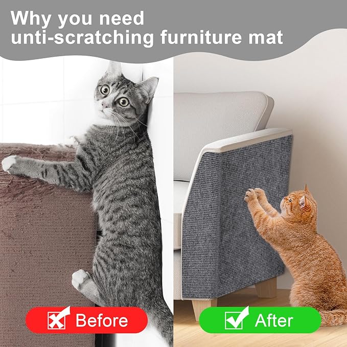 Upgrade Cat Scratch Furniture Protector, Trimmable Adhesive Couch Corner Scratcher Protector from Claws, DIY Cat Proof Sofa Cover Anti-Scratch Furniture Guards for Indoor (LightGray, 47.2 * 15.8)