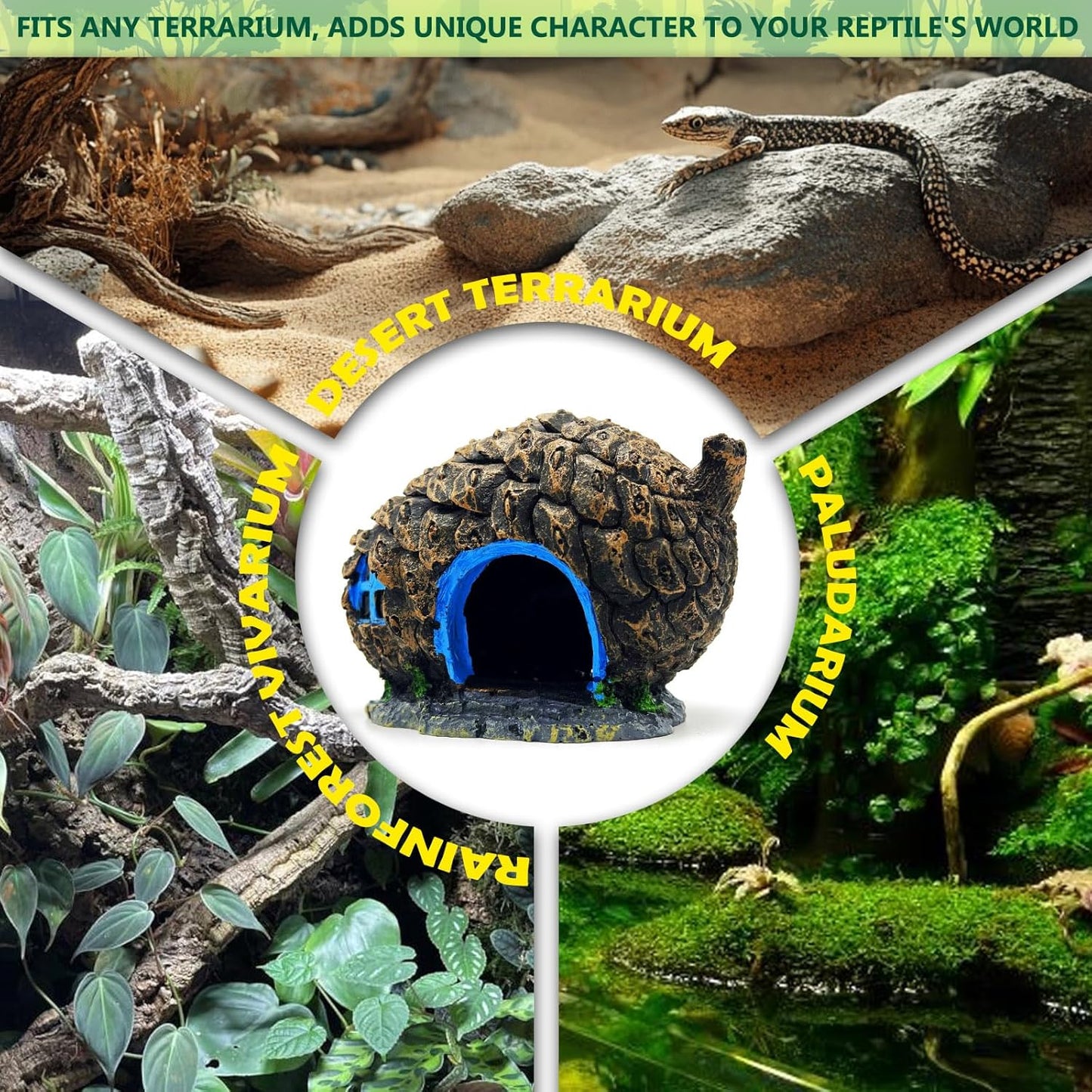 Bearded Dragon Reptile Hide Leopard Gecko Caves Pine Cone Lizard Hideout Tank Accessories Snake Décor Amphibian Habitat Tortoise Decoration