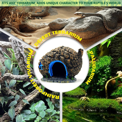Bearded Dragon Reptile Hide Leopard Gecko Caves Pine Cone Lizard Hideout Tank Accessories Snake Décor Amphibian Habitat Tortoise Decoration