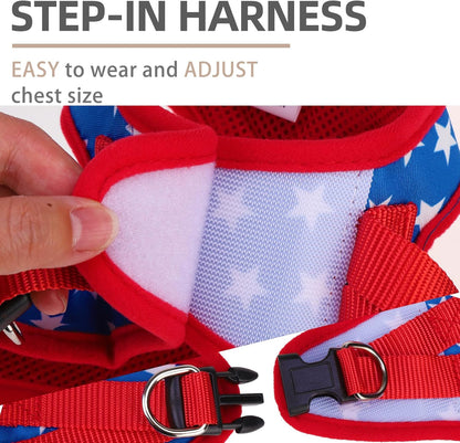 PUPTECK Adjustable Dog Harness Collar and Leash Set Step in No Pull Pet Harness for Small Medium Dogs Puppy and Cats Outdoor Walking Running, Soft Mesh Padded Reflective Vest Independence Harnesses