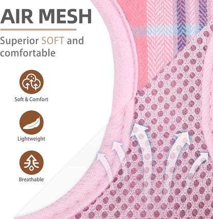 PUPTECK Adjustable Dog Harness Collar and Leash Set Step in No Pull Pet Harness for Small Medium Dogs Puppy and Cats Outdoor Walking Running, Soft Mesh Padded Reflective Vest Harnesses, Pink XXS