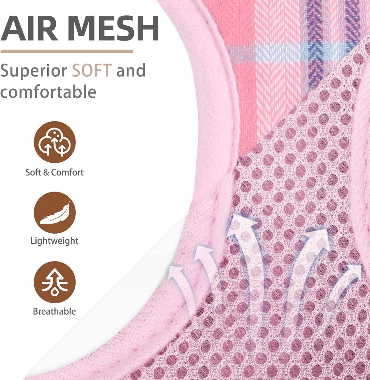 PUPTECK Adjustable Dog Harness Collar and Leash Set Step in No Pull Pet Harness for Small Medium Dogs Puppy and Cats Outdoor Walking Running, Soft Mesh Padded Reflective Vest Harnesses, Pink M