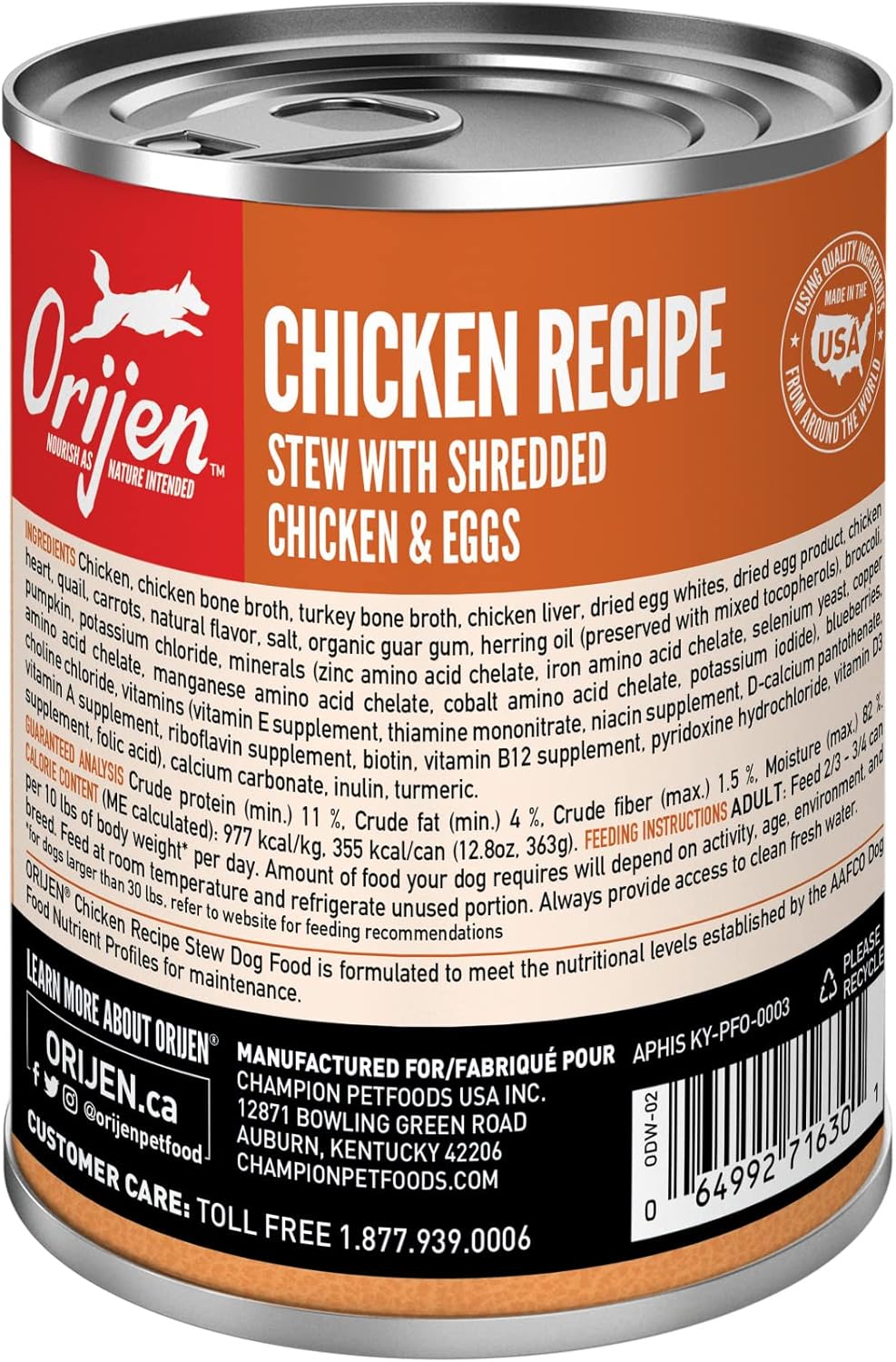 ORIJEN Real Meat Shreds, Grain-Free, Chicken Recipe Stew, Premium Wet Dog Food