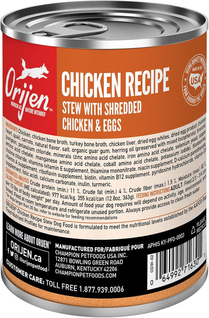 ORIJEN Real Meat Shreds, Grain-Free, Chicken Recipe Stew, Premium Wet Dog Food