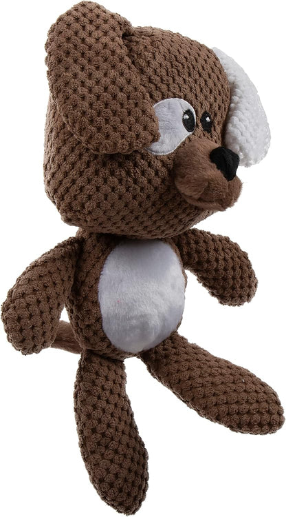 goDog Checkers Dog Squeaky Plush Dog Toy, Chew Guard Technology - Brown, Large