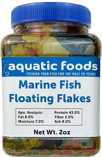 Aquatic Foods Inc. Marine Fish Premium Flakes for All Marine & Tropical Fish. Aquatic Foods Premium Flakes…2oz Small Jar