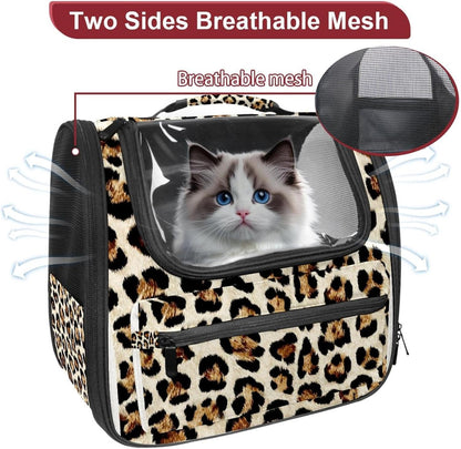 Modern Classic Leopard Print (1) Pet Carrier, Soft Sided Carrier for Small Dog Cat with Windows and Locking Safety Zippers