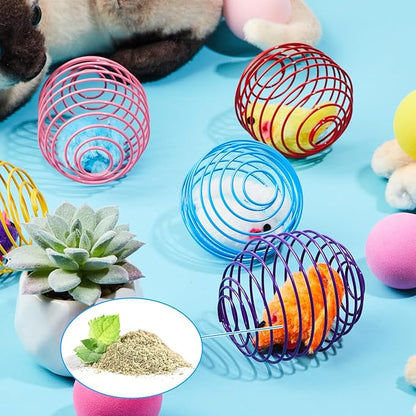 Jecery 5 Pcs Halloween Cat Spring Balls Toys Stretchable Rolling Balls Colorful Playful Coils Interactive Spring Action Toy Caged Rats for Kitten Cat Pet Supplies(Catnip Rats,Multicolor,5 Pcs)