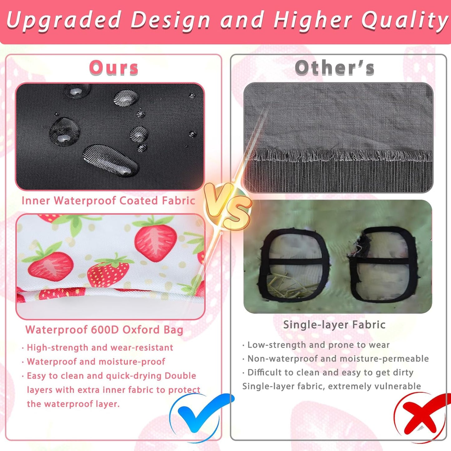 DZWLKJ Guinea Pig Hay Feeder, 600D Polyester, Watermelon, Rabbit Hay Feeder Bag, Guinea Pig, Chinchilla, Hamsters, Small Pets, 1 Pack, Foldable, Lightweight