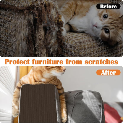 Cat Scratch Furniture Protector - 40" x 13.8" Trimmable Self-Adhesive Cats Claws Scratch Pads, DIY Cat Climbing Couch Protector for Scratch Post Cat Tree Replacement Indoor (Brown)