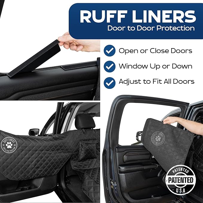 Ruff Liners Medium Dog Seat Cover, Black – As Seen on Shark Tank – Back Seat Protector for Cars, Mid-Size SUVs, & Mid-Size Trucks – Waterproof, Touch Fasteners, & Belt Slots – Sturdy Dog Hammock