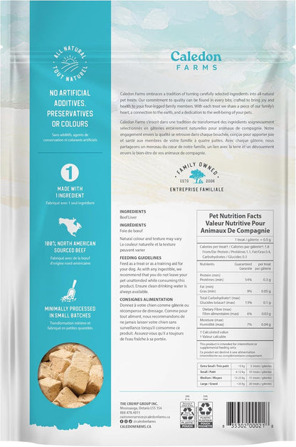 Caledon Farms Freeze Dried Beef Liver Bites Dog Treats, 150 Grams/5.3OZ