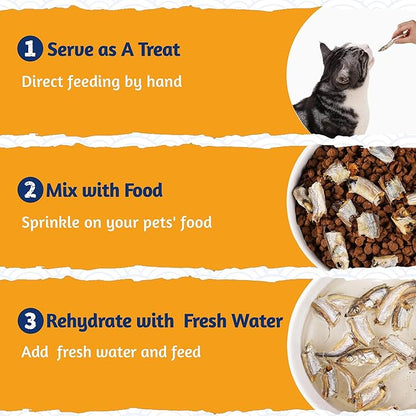 Just Try 10.58 oz Freeze Dried Minnows for Cat & Dog Treats Raw Single Ingredient High Protein Training Treats Pet Snacks Omega 3 for Skin Coat Health
