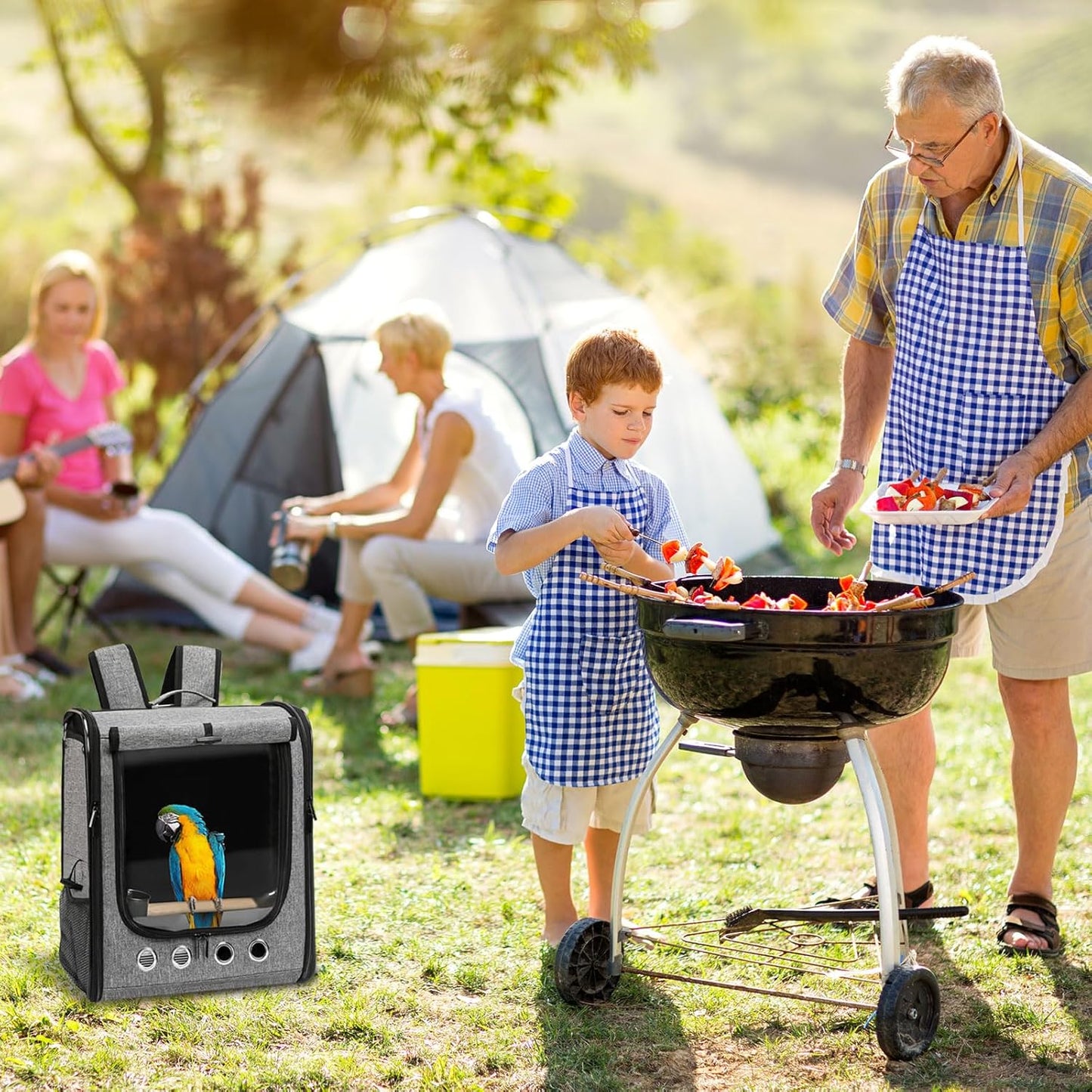 Bird Carrier Bag Bird Travel Cage with Stand, Lightweight Backpack for Parrot, Large Portable Bird Travel Bag, Pet Transparent Breathable Travel Cage