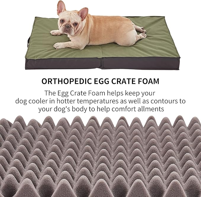 Outdoor Dog Bed - Waterproof, Portable, Foldable, Cooling, Orthopedic for Large Dogs - 35" All Weather