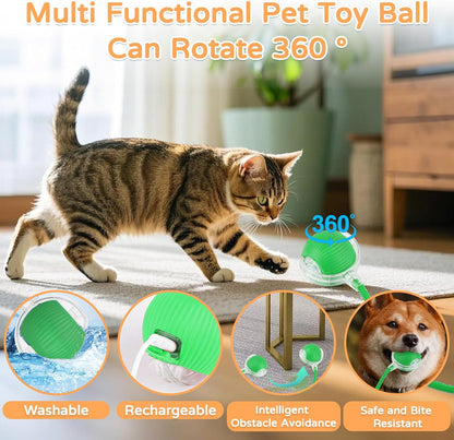 2025 New 1Pack Cat Ball Kitten Toys for Indoor Interactive Kitty Ball Toy Speedy Tail 360° Automatic Rolling(Green)