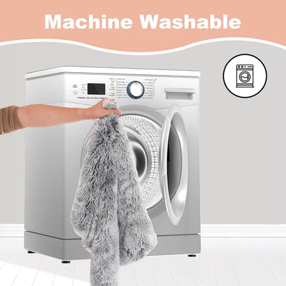 Bedfolks Waterproof Crate Bed, Plush Dog & Cat Bed with Removable Washable Cover, Faux Fur Kennel Pad, 23"x18", Dark Grey