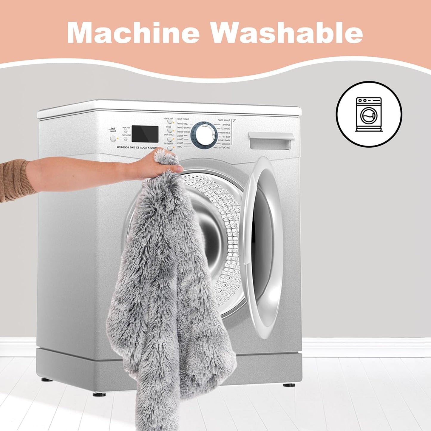 Bedfolks Waterproof Dog Crate Bed, Plush With Removable Washable Cover, Faux Fur Crate Pad for Medium Dogs, Fluffy Kennel 29"x21", Dark Grey