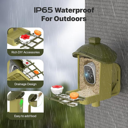 Smart Bird Feeder with Camera, Bird Feeder Camera 2K HD Record Video Live View with Solar Panel, AI Identify Species Auto Capture, Instant Arrival Alerts, Gift for Birds Lover
