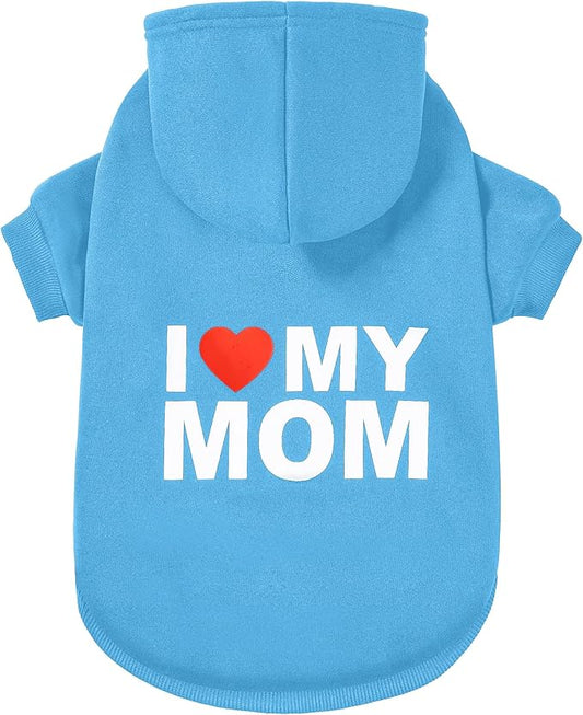 GreenJoy Dog Sweater Dog Hoodie Cold Weather Dog Coat Hooded Sweatshirt for Puppies,Cats, Small Medium Large Dogs (Blue(I Love My Mom), XX-Large)