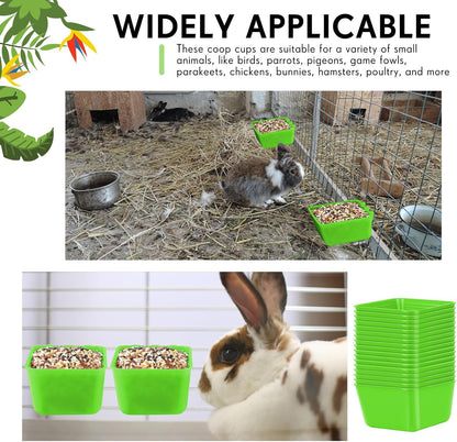 Maxdot 50 Pcs Cage Cups Chicken Feeder Cups 16 oz Hanging Bird Food Water Bowl Bunny Cage Feeding Dish for Pet Parrot Rooster Parakeet Gamefowl Poultry Pigeon(Green)