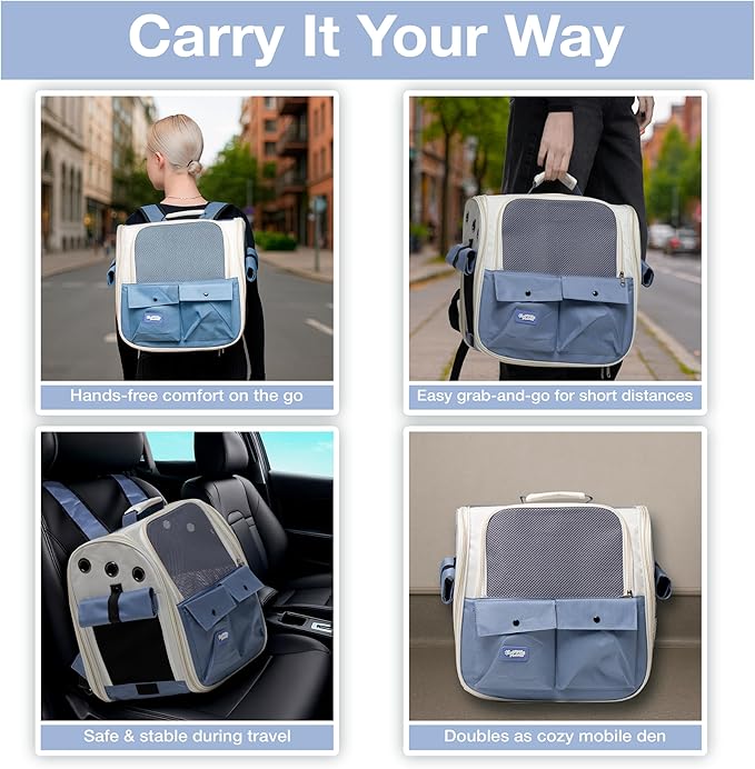 Cat Backpack Carrier Airline Approved – Breathable Pet Carrier Backpack for Small Dogs, Cats, Puppies, Rabbits – Travel Dog Backpack with Ventilated Design for Hiking, Outdoor, Car Trips