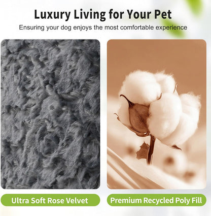 2 Pack Dog Bed for Large Medium Small Dogs,Reversible Rectangle Dog Bed,Washable Orthopedic Durable Sofa Bed for Pet Sleeping Puppy Cat-L-Grey