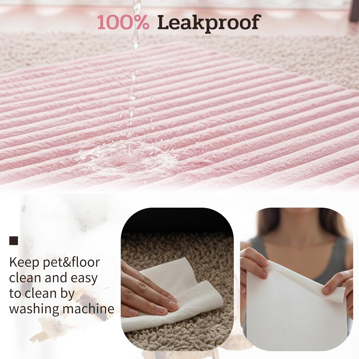 NWK Pack of 4 Fluffy Self Warming Cat Mat, Cat Blanket, Thermal Dog Mat, Washable, Non-Slip Bottom for Sofa & Crate & Kennel & Car Seat (Blush Pink, Medium (27'' X 18.5'' X 0.7''))