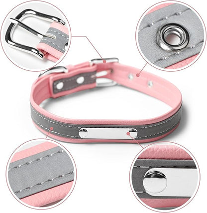 Personalized Reflective Cat Collars with Name Tag and Plated,Engraved Custom Cat Collar with Name and Phone,Kitten Collar with Safety Buckle Adjustable for Cats and Kitten(Pink)