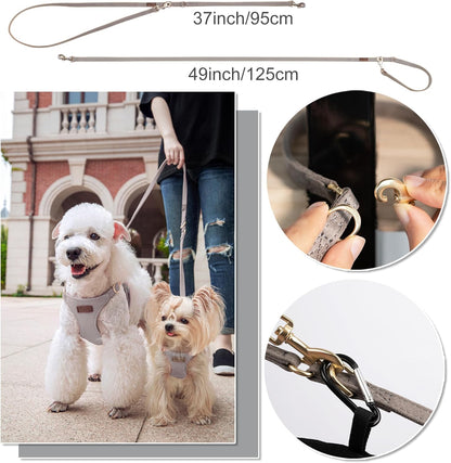 Puppytie No Pull Small Dog Harness with Multifunction Dog Leash,Lightweight Soft Adjustable No Choke Escape Proof Pet Harness Vest Pet Harness Vest,Smoke Grey,S