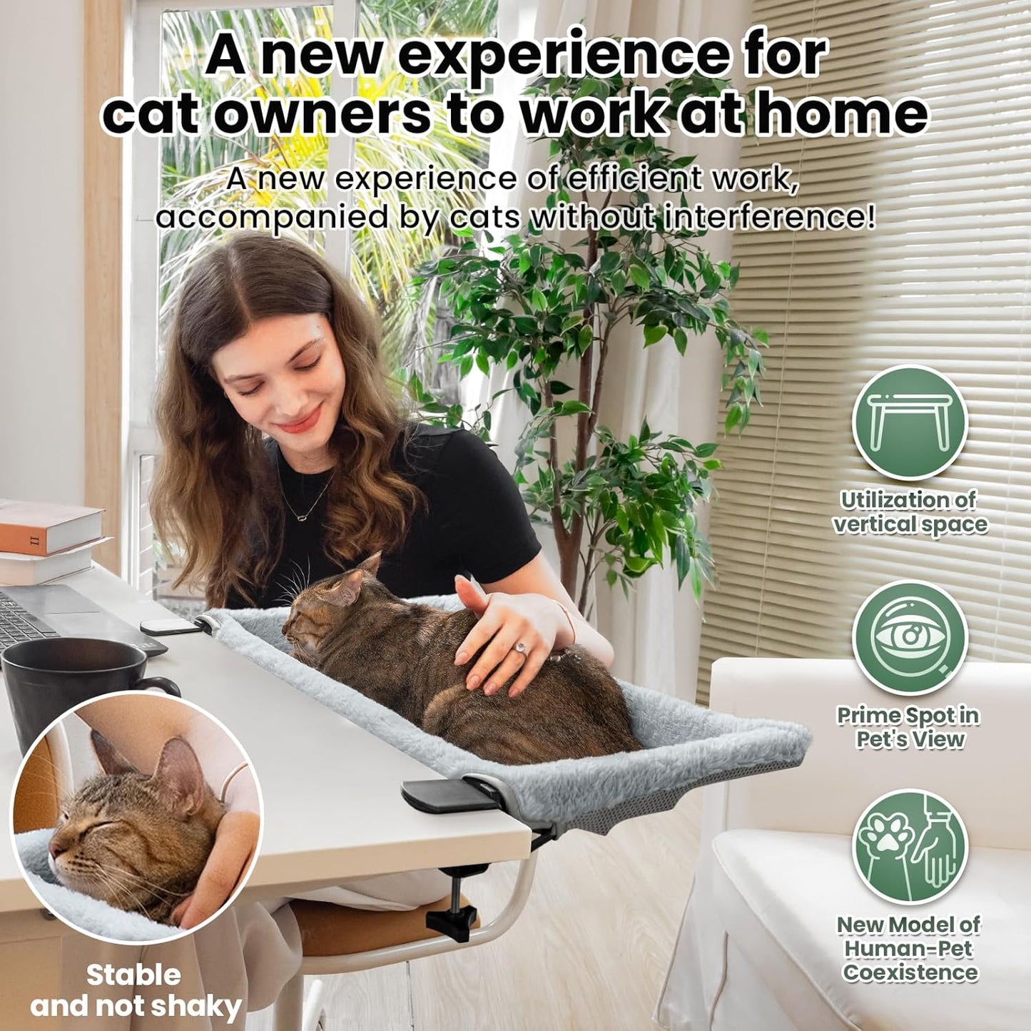 Cat Bed for Desk with Foldable & Sunken Design,Cozy Faux Rabbit Fur cat Desk Bed for Home Working&Gaming Play,Sturdy Framework Maximum Hold Up to 33lb