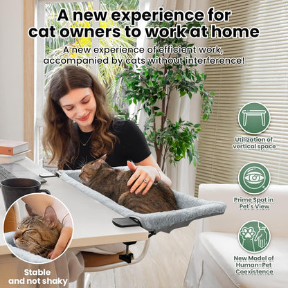 Cat Bed for Desk with Foldable & Sunken Design,Cozy Faux Rabbit Fur cat Desk Bed for Home Working&Gaming Play,Sturdy Framework Maximum Hold Up to 33lb