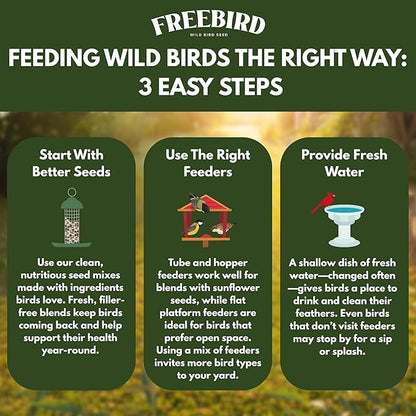 Premium Sunflower Select Bird Seed by Freebird - Black Oil Sunflower Seeds, Sunflower Kernels, Safflower Seeds - Finch and Songbird Wild Bird Seed for Outside Feeders - 6lb Bag