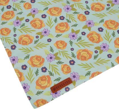 ADOGGYGO Floral Dog Bandana, Red Yellow Rose Pet Scarf, Adjustable Fit Flower Bandanas for Medium Large Dogs Pets (Large)