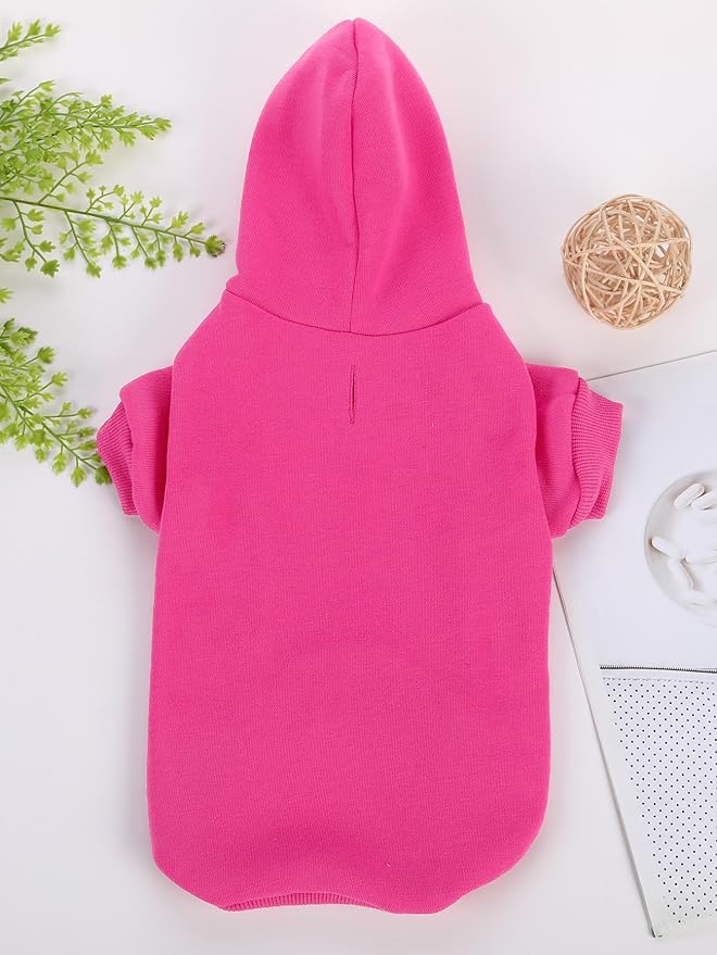 QWINEE Basic Dog Hoodie Sweatshirt Puppy Sweater Warm Cat Costumes Pet Clothes for Chihuahua Puppy Kitten Small Medium Dogs Hot Pink X-Small