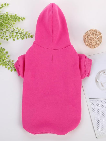 QWINEE Basic Dog Hoodie Sweatshirt Puppy Sweater Warm Cat Costumes Pet Clothes for Chihuahua Puppy Kitten Small Medium Dogs Hot Pink Medium