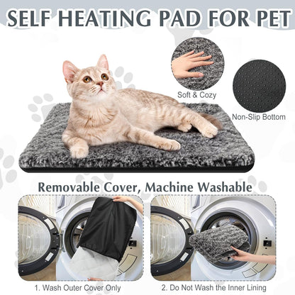 4 Pack Self Warming Cat Pads Self Heating Cat Mat Washable Homeless Dogs Thermal Pads Kennel Pad Reflects Body Heat Warm Crate Bed Mat for Indoor Outdoor Pet(Gray,18 x 24 Inch)