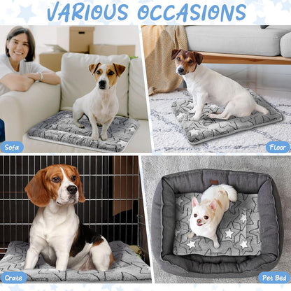 VitalCozy 2 Pack Self Warming Cat Mat Self Heating Pad Bed Reversible Machine Washable Reflects Body Heat Warm Thermal Pet Pad Crate Blanket for Feral and Indoor Cat(Double Star,21" X 14")