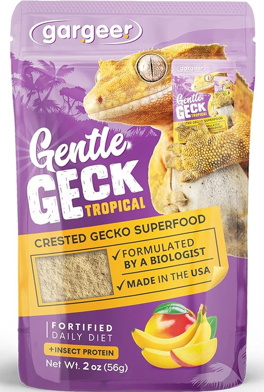 2oz Complete Crested Gecko Food Diet. Premium Mix, Ready to Use Freshly Made Powder. Unique Formula, Developed & Made in The USA. Enjoy! (Tropical + Insects Protein)