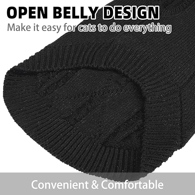 PUPTECK Winter Cat Sweater Coat - Soft Warm Cold Weather Clothes Knitwear for Kittens & Small Dogs Indoor Outdoor Wearing, Knitted Classic for Doggies Kitties Girls Boys, Black, M